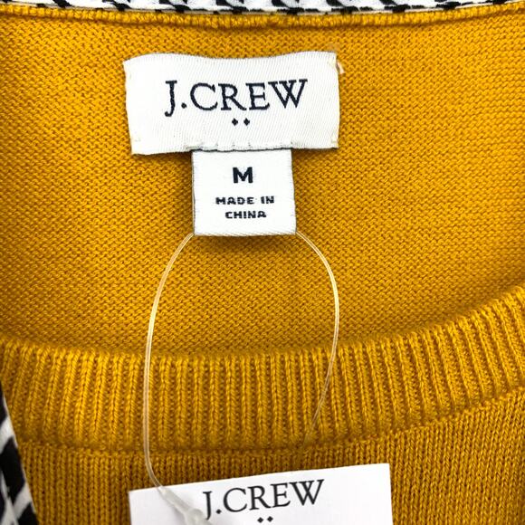 J.Crew Factory Crew Neck Sweater Womens Sz M Mustard  Houndstooth Tie Scarf NEW - Picture 6 of 7